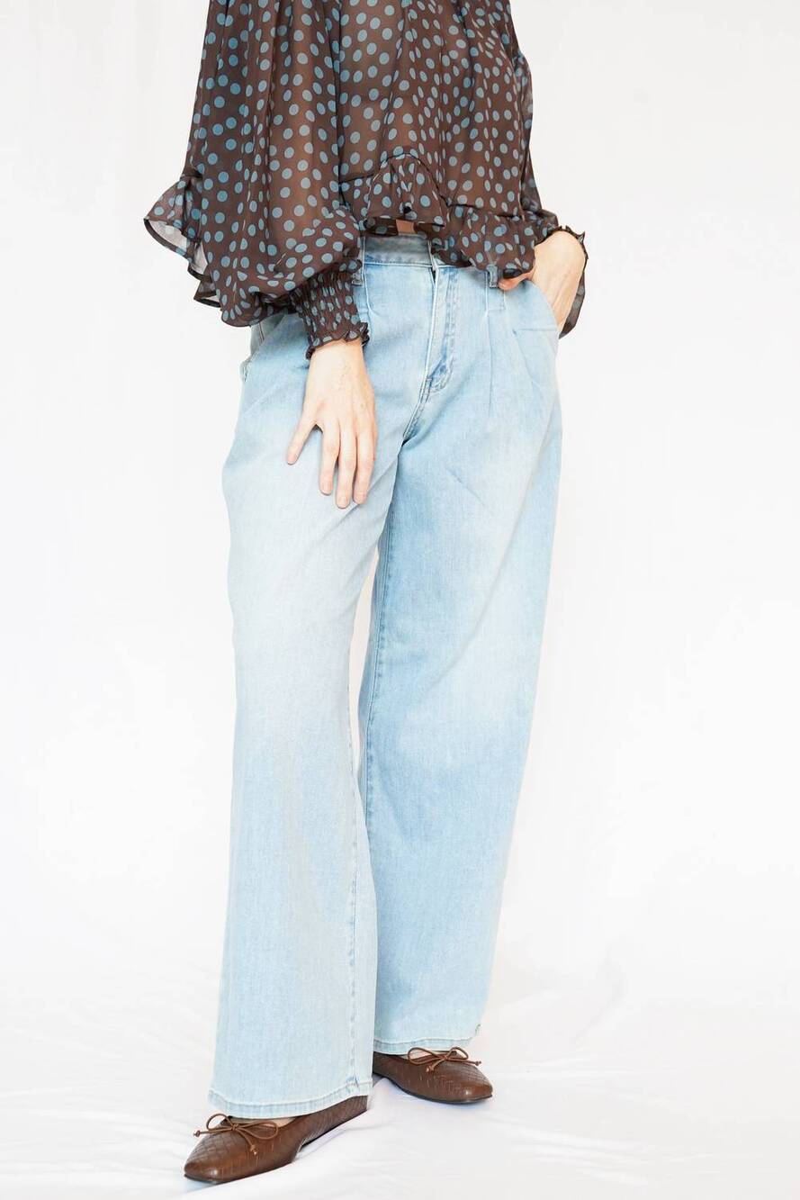 NEW JUST BLACK DENIM pleated trouser jeans in lightwash denim